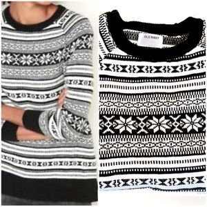 Fair isle stripe b&w Sweater